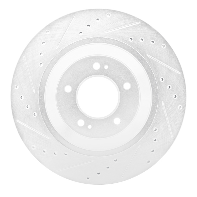 Hyundai Kona N Brake Rotor (1) - Rear Right - R1 Concepts - Drilled & Slotted - Silver - `19-`25